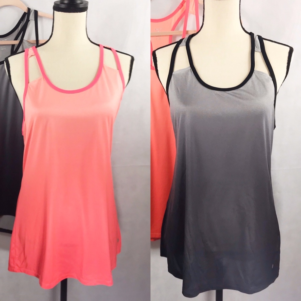 Layer 8 LOT OF 2 Tanks Ombre, Pink, Grey, Large